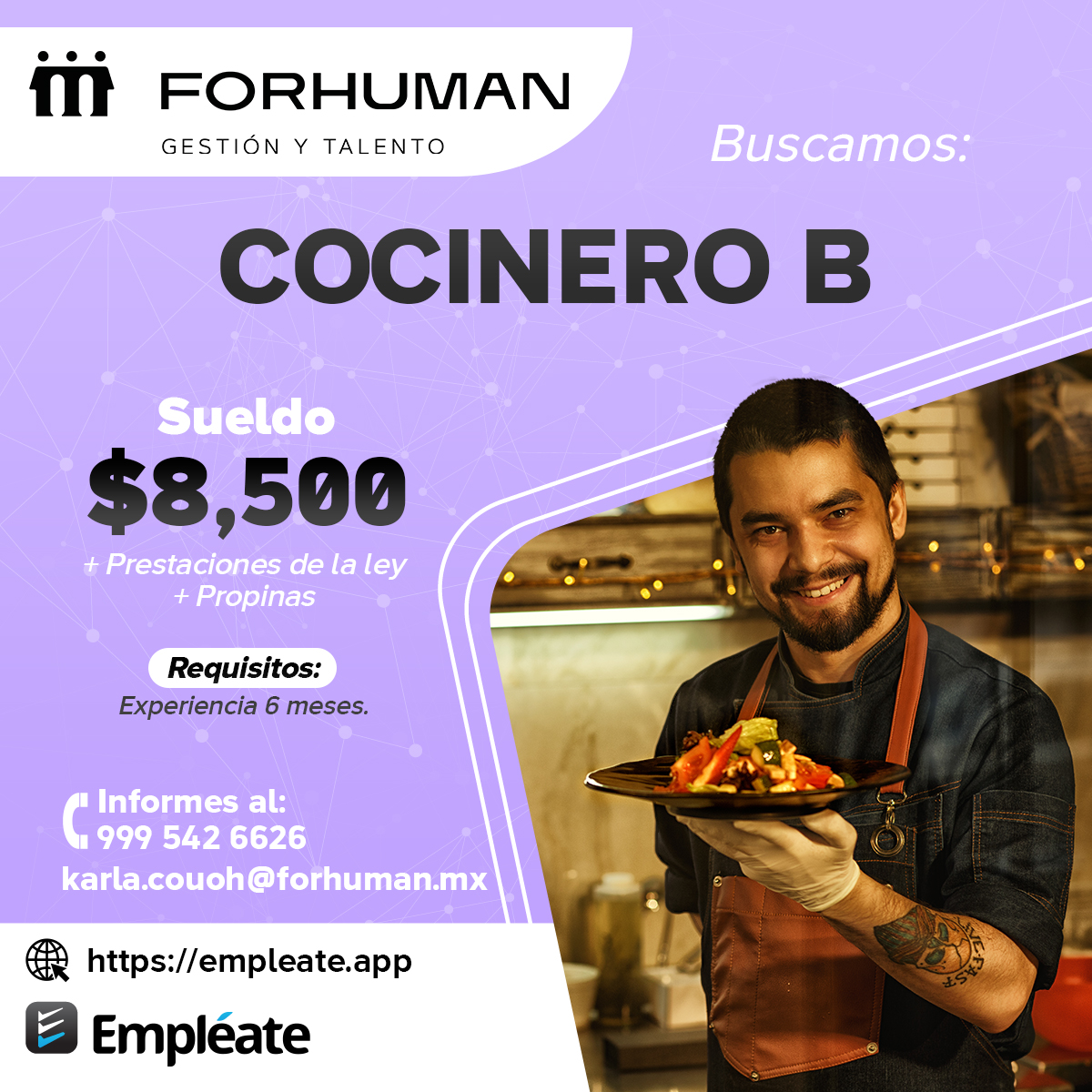 Empléate en ForHuman cómo Cocinero B